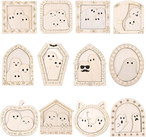 Pcs wood ghost diy - 12,
